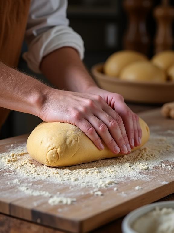 Boulanger préparant de la pâte à pain avec soin