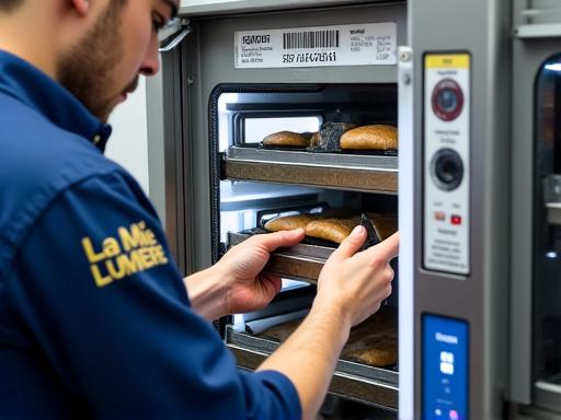Technicien effectuant la maintenance sur un distributeur de baguettes
